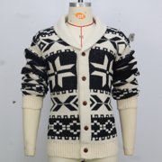 Men's Thickened Argyle Knit Sweater Coat Long Sleeve Lapel Collar V Neck Button Down Color Block Cardigan Outerwear Beige L