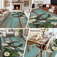 thumbnail image 5 of Area Rug for Living Room, Daisy Flower Non-Slip Indoor Ex Large Carpet for Bedroom/Dining Room, Vintage Horseshoes Farmhouse Wooden Grain Teal Washable Low-Profile Floor Runner Rugs - 8 x 10 Ft, 5 of 7