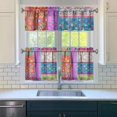 thumbnail image 3 of Boho Kitchen Curtains for Windows – Rustic Tribal Floral Print Cafe Curtains, Vintage Bohemian Geometric Panels for Home Décor, 3 of 6