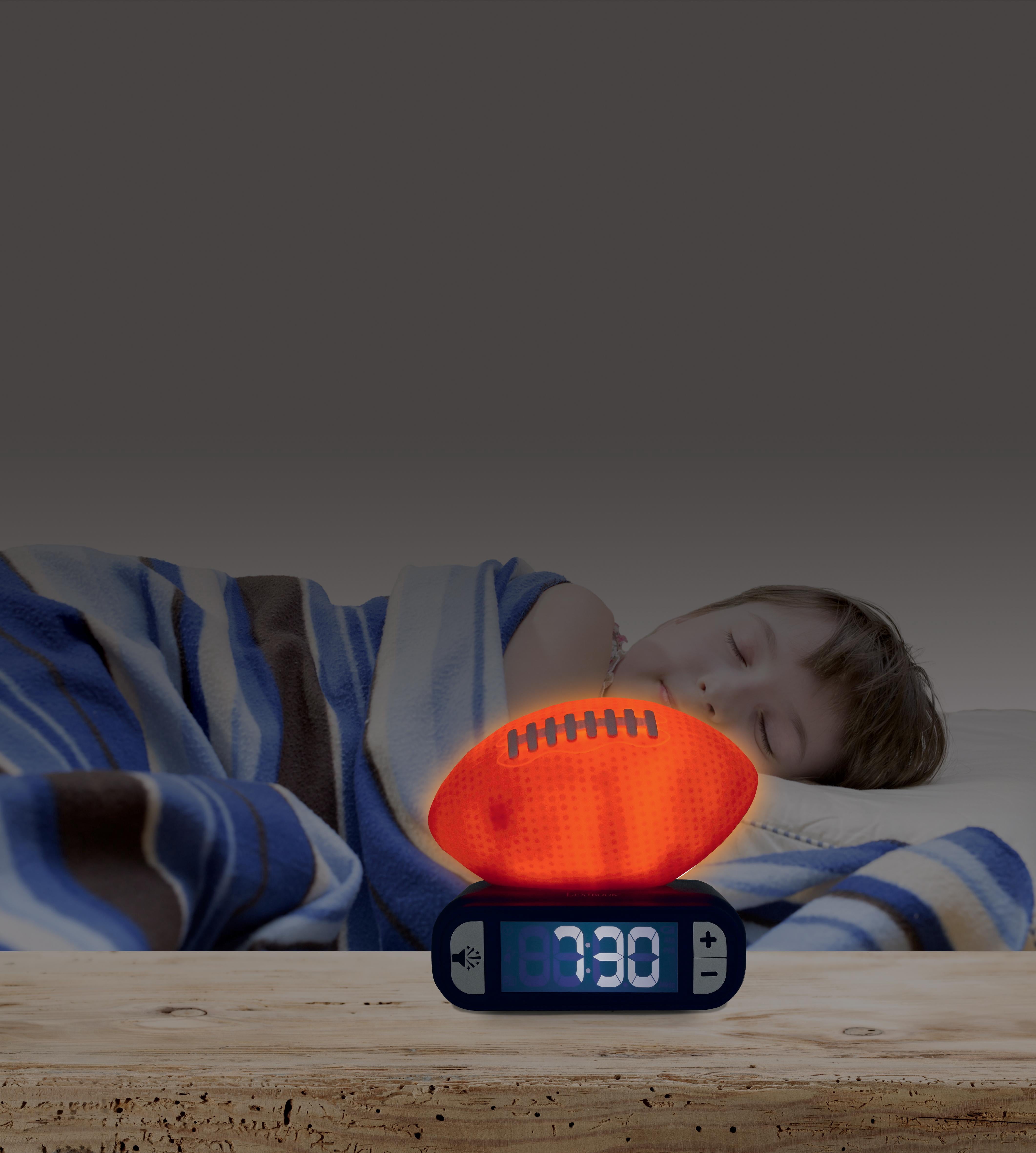 Lexibook, American Football - Night Light Alarm Clock, Sounds and Melodies, Backlit LCD Screen, Luminescent, Snooze, Orange/Blue
