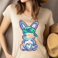 thumbnail image 4 of Unisex Bunny Graphic T-Shirt – Pastel Brushstroke with Cap Design, Graphite Heather, Size 5XL, 4 of 6