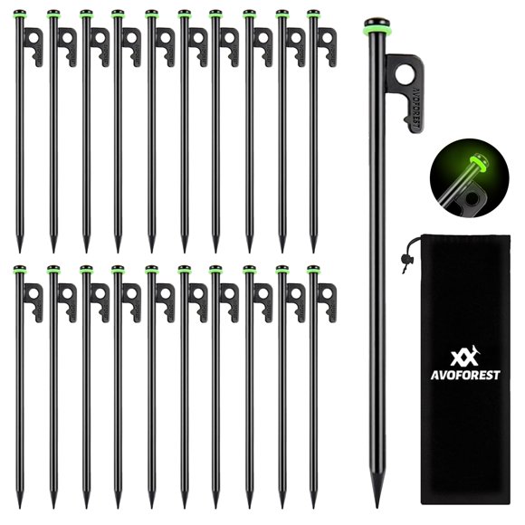 Estacas para Tienda de Campaña AVOFOREST 30cm Resistente 20 unidades con Bolsa de Almacenamiento