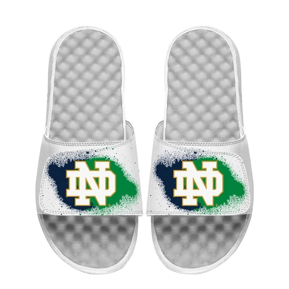Youth ISlide White Notre Dame Fighting Irish Spray Paint Slide Sandals