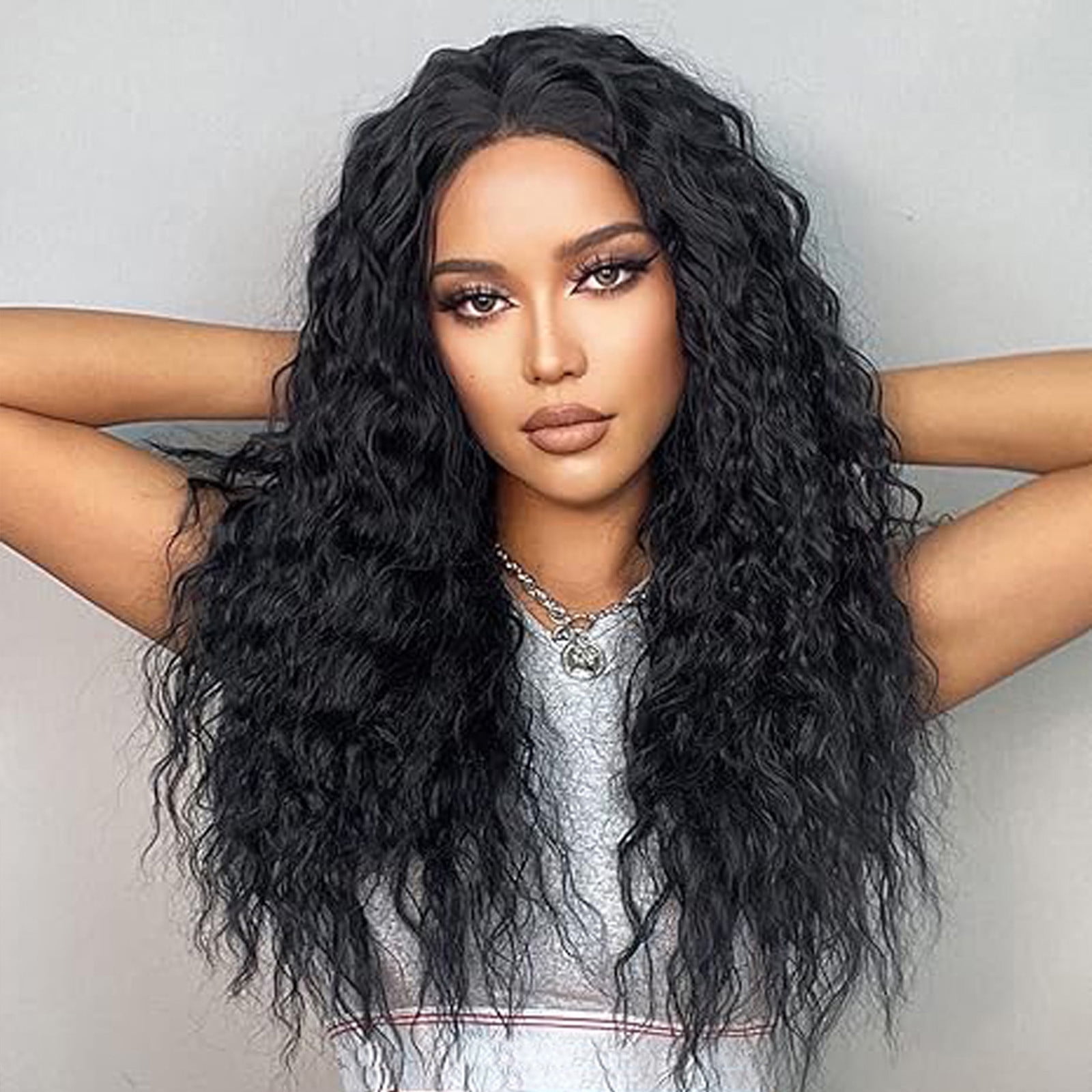 Weloille Deep Wave Lace Front Wigs Human Hair Pre Plucked Deep Curly Transparent Lace Frontal Wigs Human Hair Density Wigs For Women Human Hair Glueless 70cm
