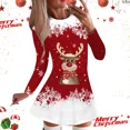 thumbnail image 4 of Vestido de alce de dibujos animados para mujer, minivestido Sexy de manga corta con copos de nieve de Navidad, ropa de fiesta de invierno, 4 of 5