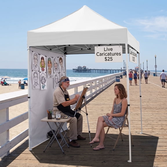 EAGLE PEAK Straight Leg Outdoor Portable Canopy Tent with One Removable Sunwall 5 x 5 ft, Carry Bag Included, White