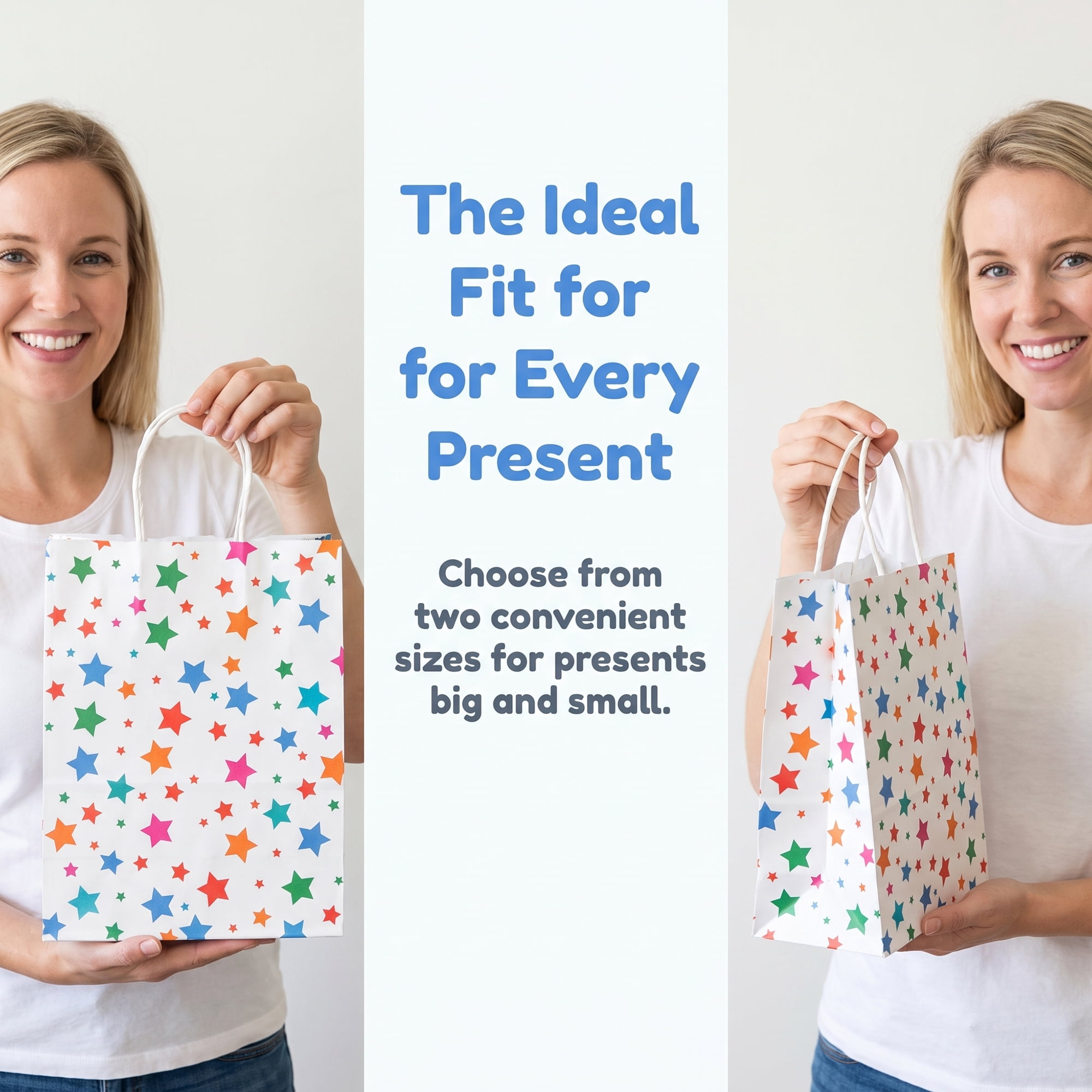 Unique Bargains 6Pcs Creamy Aesthetic Gift Bags with Handles Star 5.9" x 3.1" x 8.3"