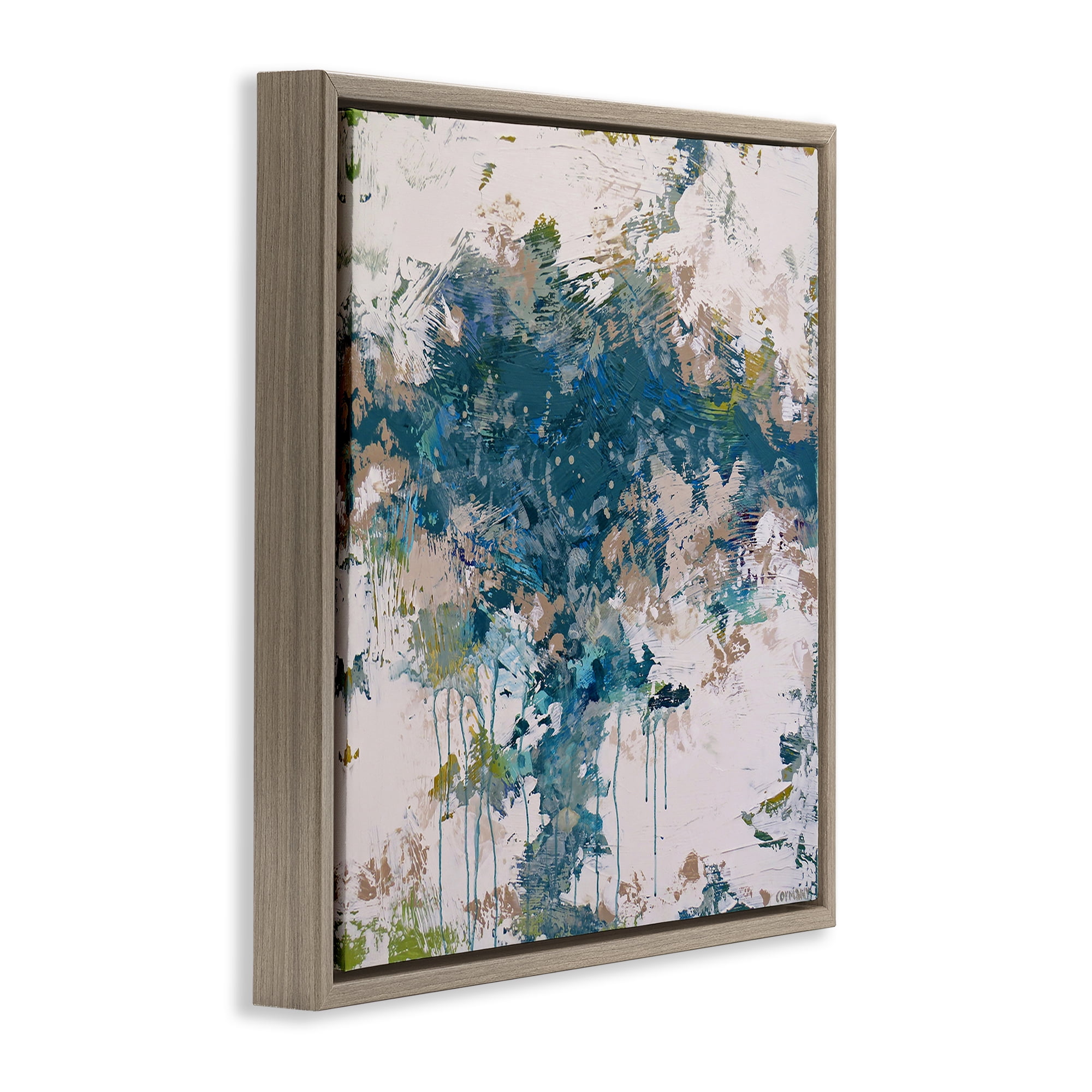 Stupell Industries Chaotic Paint Drip Abstract Abstract Painting Brown Floater Framed Canvas Art Print Wall Art, 25 x 25