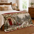 thumbnail image 6 of Snowy Cottage Christmas Wreath Winter Holiday Festive, Festive Holiday Scene, Warm Flannel Blanket for Living Room and Reading Nook, Art Lovers Christmas Gift, Festive Home Decor, 6 of 7