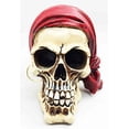 thumbnail image 2 of Pirate Crew Criminal Raider Skull With Red Bandana Skeleton Figurine Statue, 2 of 4
