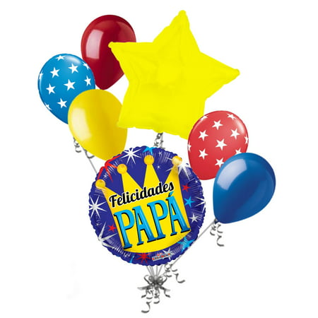7 pc Felicidades Papa Corona Happy Father's Day Balloon Bouquet Party Decoration