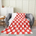 thumbnail image 2 of Cute Bowknot Flannel Blanket Red White Checker Plaids Geometric Fleece Throw Blanket for Room Decor,Dreamy Bow ss Style Girly Bed Blanket for Bed Sofa Couch,Baby 30"x40", 2 of 6
