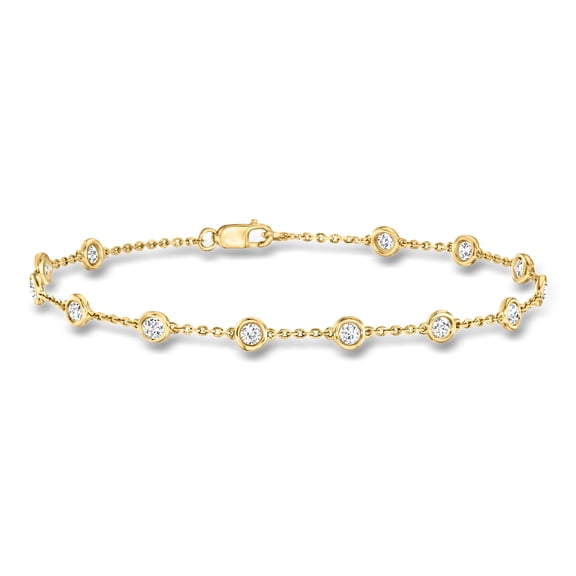 Ross-Simons 1.00 ct. t.w. Bezel-Set Diamond Station Bracelet in 14kt Yellow Gold, Women's, Adult