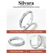 Silvora S925 Sterling Silver Fidget Rings Embossed Celtic Spinner Rings Anxiety Stress Relieving Band Gifts for Women, Size 6