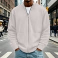 thumbnail image 2 of Abomasnow Mens Full Zip Cardigan Sweater Casual Mock Neck Cable Knitted Winter Chunky Sweaters Jackets, 2 of 7