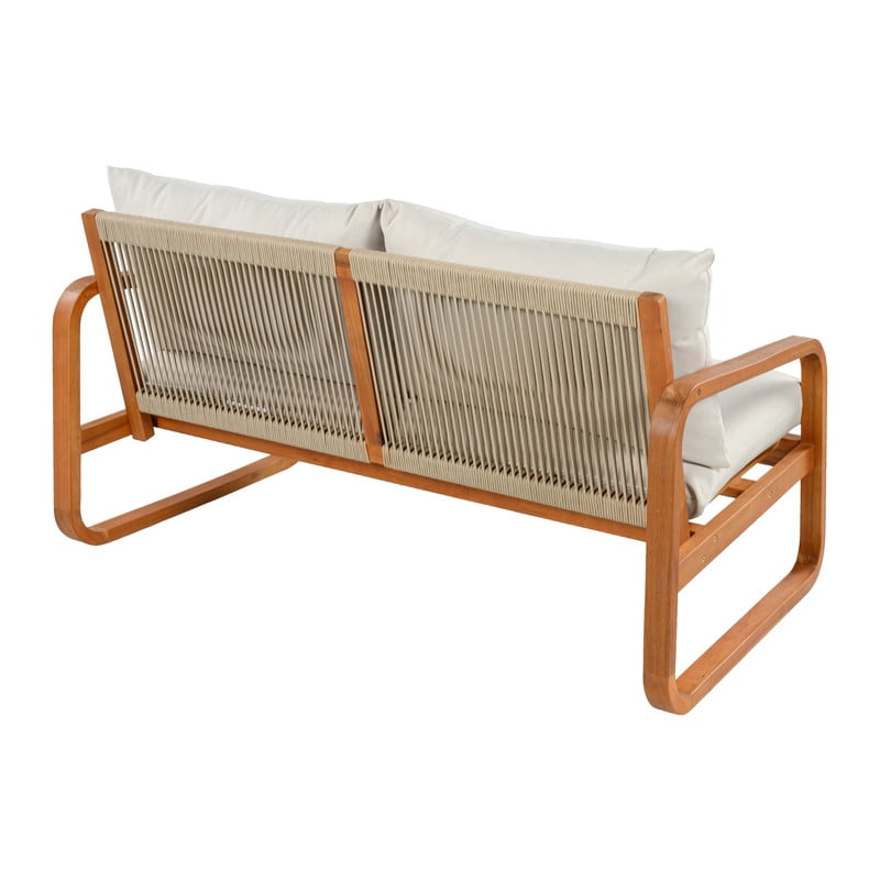 4-Piece Acacia Wood Outdoor Sectional Set with Cushions, Patio Chat Sofa Set with Coffee Table, Weather-Resistant Conversation Set
