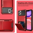thumbnail image 5 of Dteck Wallet Case for iPhone 14 Pro Max,Shockproof Rubber Rugged 4-Card Credit Holder Slots Cover Hybrid Heavy Duty Protection Armor Phone Back Case,Red, 5 of 6