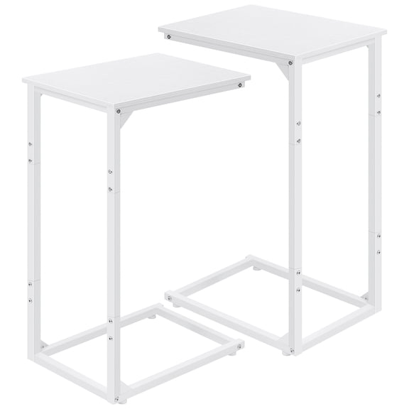 Set of 2 Adjustable C-Shaped End Tables, Space-Saving Side Tables for Couch and Bed
