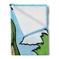 thumbnail image 2 of Dinosaur Soft Flannel Fleece Throw Blanket, Cartoon T-Rex with Funny Face Giving Thumps up Clouds Trees Sky, Cozy Plush for Indoor and Outdoor Use, 60" x 80", Dark Green Pale Blue, by Ambesonne, 2 of 5