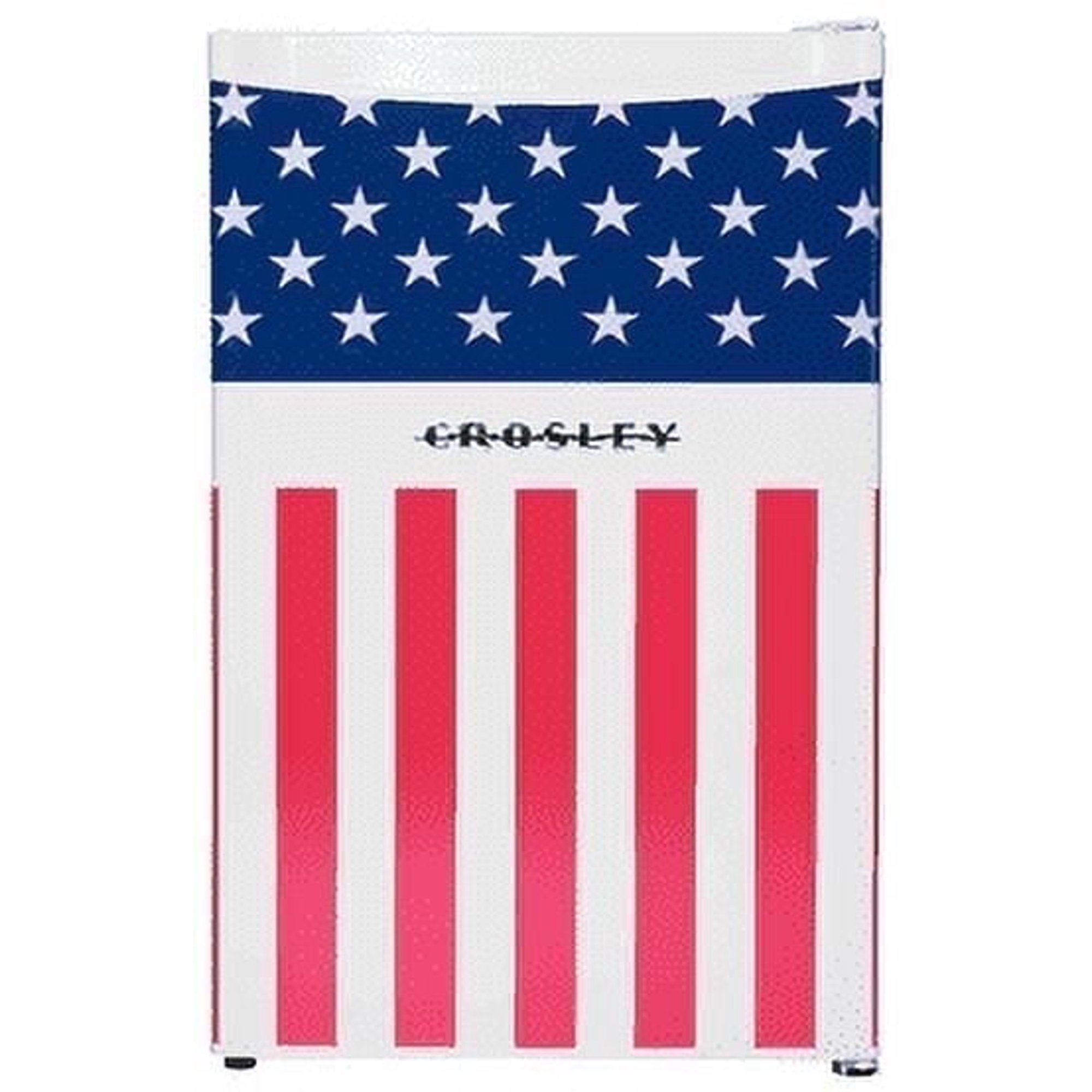 Crosley American Tribute 4.4 Cuft 1-Door Compact Refrigerator, White with American Flag Design
