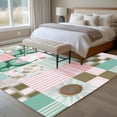 thumbnail image 4 of Rectangle Area Rugs 5 x 8 Ft, Spring Floral Checkered Non-Slip Residential Carpet, Turquoise Pink Buffalo Plaid Indoor Crawling Mats Runner Rugs for Living Room/Dining Room/Bedroom, 4 of 8