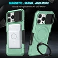 thumbnail image 5 of Dteck Magnetic Case for iPhone 14 Pro Max,Shockproof Silicone Case Compatible with MagSafe Slide Lens Protectio Ring Holder Kickstand Cover for iPhone 14 Pro Max,Lightgreen, 5 of 10