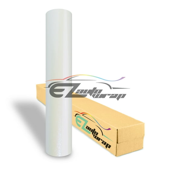 EZAUTOWRAP Gloss Glitter Pearl White Metallic Sparkle Glossy Car Vinyl Wrap Vehicle Sticker Decal Film Sheet With Air Release Technology