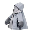 thumbnail image 4 of DJDLJWCJ Boys Windbreaker Jacket (3-15) Waterproof Hooded Reversible Jacket Spring/Fall Zip Up Outerwear for Kids Gray Size 12, 4 of 6
