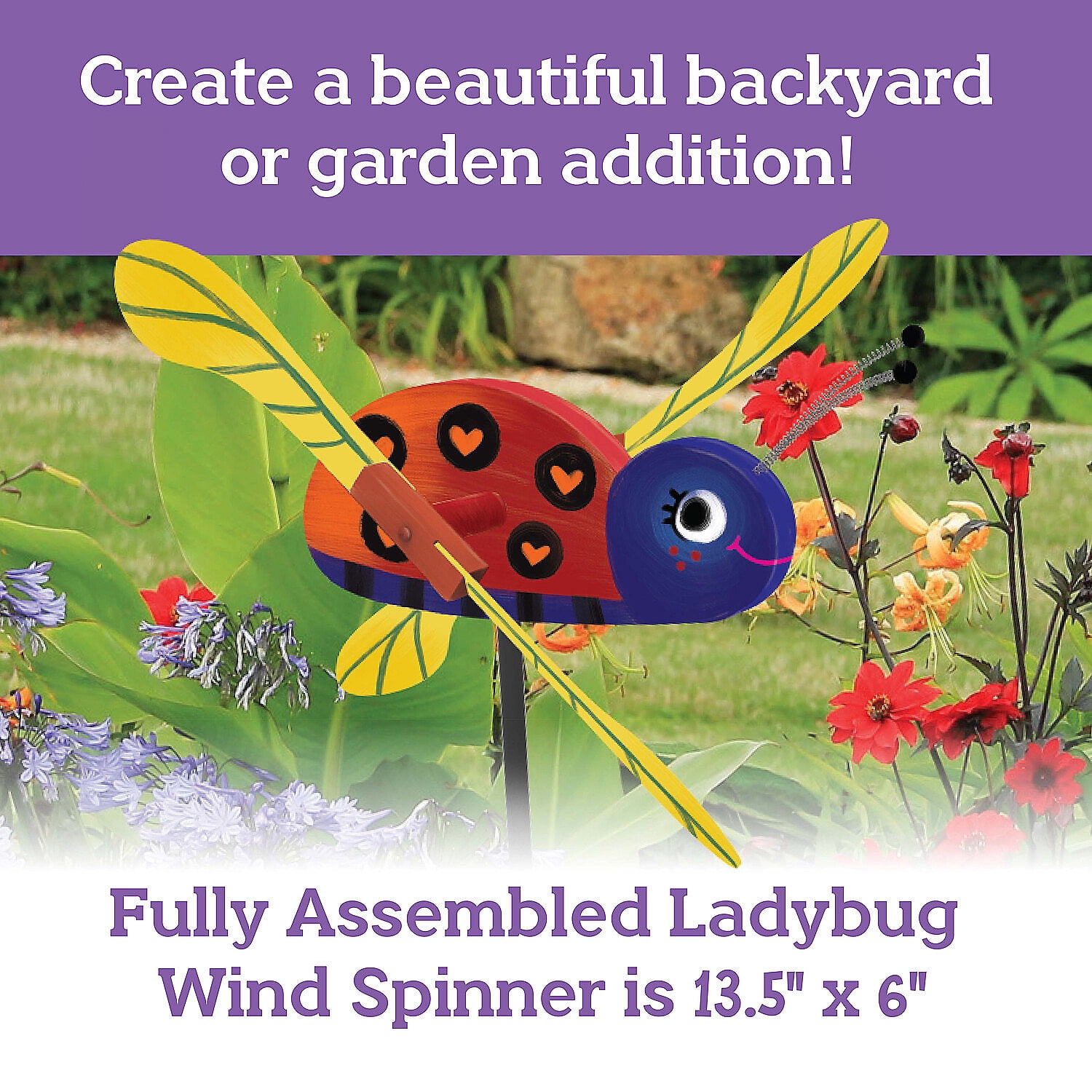 MindWare Make Your Own Ladybug Wind Spinner Wood Craft Kit, Build & Decorate for Ages 8 & Up