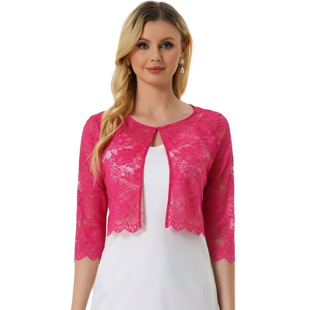Dde San Patricio Cárdigan Elegante De Bolero De ManLarTop De Encaje Floral Transparente PaMujer RoCaliente L