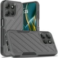 thumbnail image 3 of For Motorola Moto G Stylus 5G 2025 Hybrid lined shockproof dual layer Rugged 2in1 Hard PC & Silicone TPU Non Slip Textured Tough Armor Cover, XPM Phone Case [Gray], 3 of 12