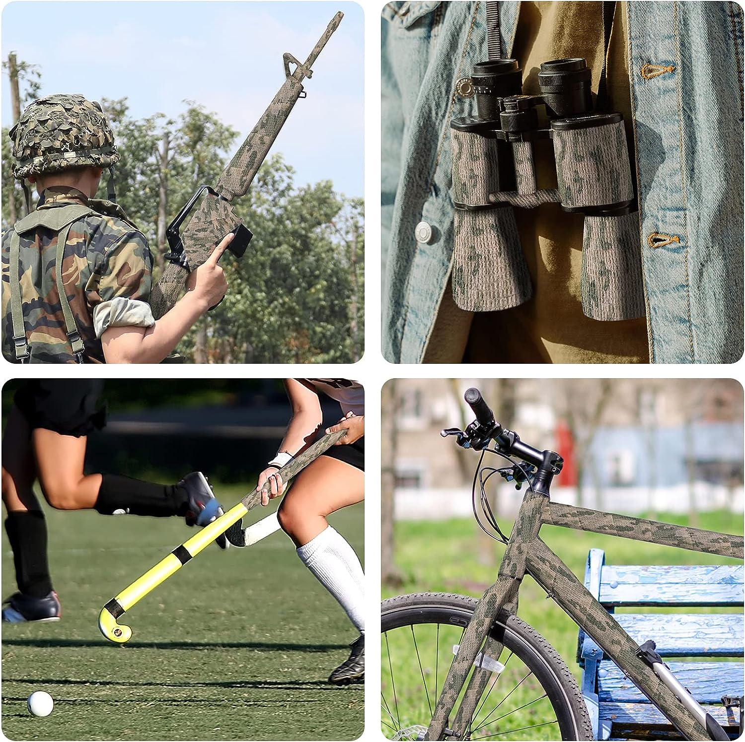 DROK Camo Tape – Selbstklebende Tarnbandage, 4 Rollen, Dehnbar, Für Outdoor & Sport