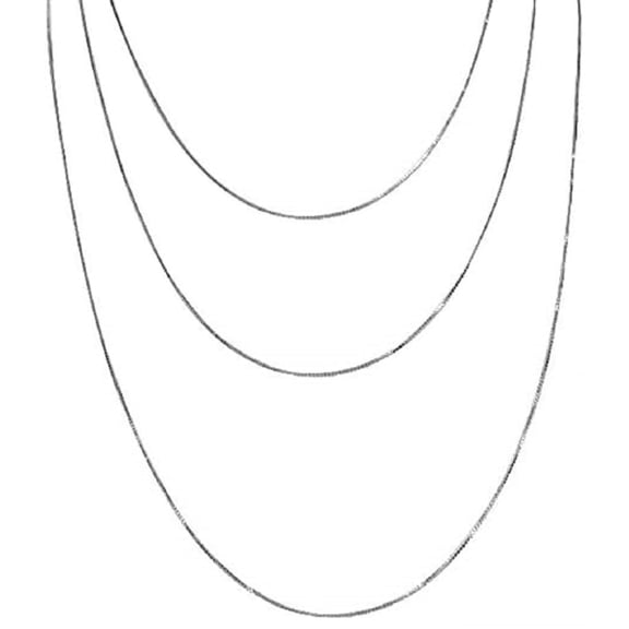 LaRaso & Co 925 Sterling Silver Box Chain Necklaces, Set of Three (18, 20, 24)