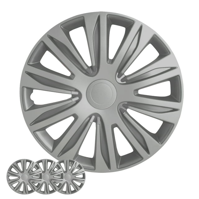 Ensemble de Couvre-Roues, Ensemble d'Enjoliveurs de 16 Pouces de 4 Capuchons de Moyeu Automobiles avec Anneaux de Retenue Universels à Clipser, Couvre-Jantes en Plastique ABS Monotone Argenté pour Toutes les Marques, Modèles (SG-5083-B-16)