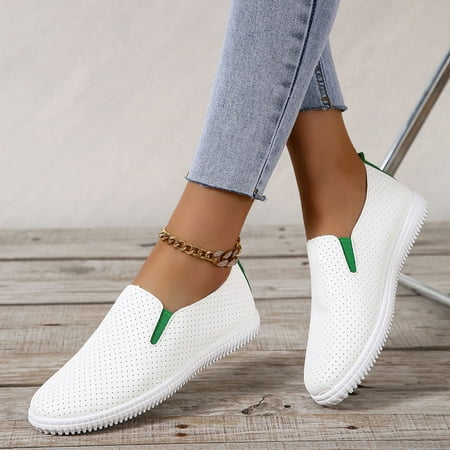 

NECHOLOGY Women Slip on Shoes Casual Wide Women Casual Shoes New Pattern Season Casual Shoes Comfortable Flat Bottom Casual Shoes Green 7.5