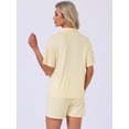 thumbnail image 4 of DARING DIVA Women's Solid Pajama Sets Short Sleeves Cute Soft Elastic XL Light Yellow, 4 of 7