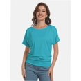 thumbnail image 2 of Women's Short Sleeve Boat Neck Top - Dolman Style with Side Shirring & Drape Detail, 2 of 6