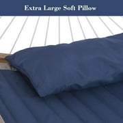 SUNCREAT Polyester Outdoor Hammock with Curved Spreader Bar & Stand, 450 lbs Capacity,Dark Blue