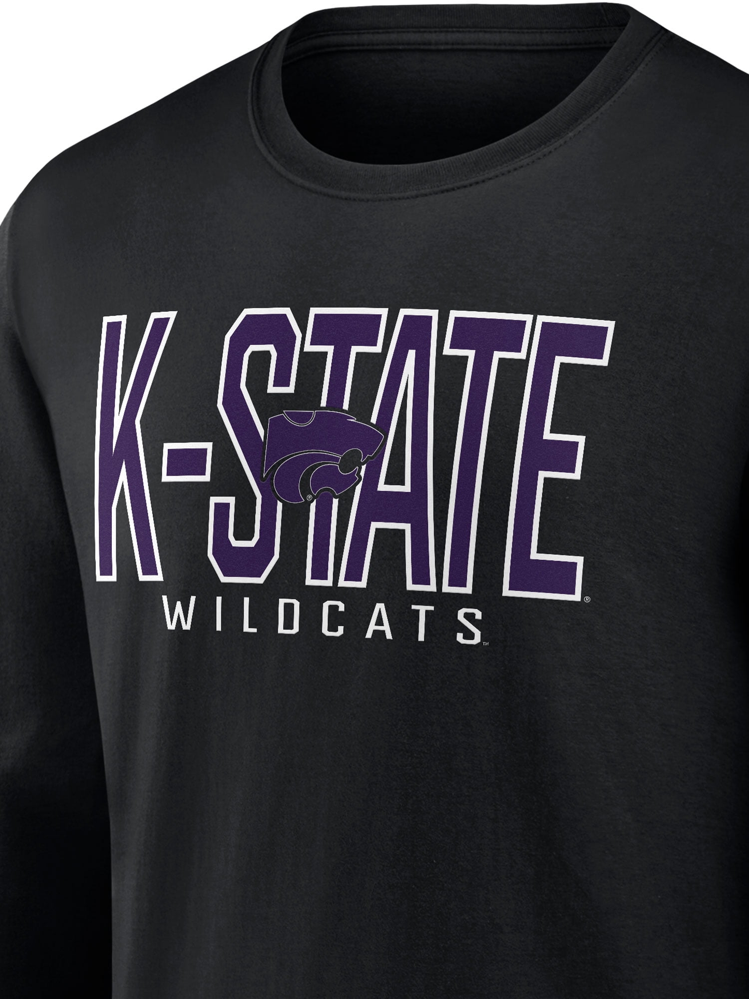 NCAA Kansas State Wildcats Men's Cotton Black Long Sleeve T-Shirt