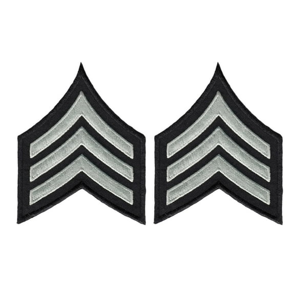 Hero's Pride LAPD Sergeant Chevrons, Pair – Silver/Grey on Black, 3-1/8" Wide
