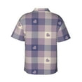 thumbnail image 4 of Xecao Heart Check Plaid print Hawaiian shirt - a stylish short-sleeve button-down for men, perfect for casual beach and tropical outings., 4 of 9