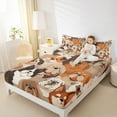 thumbnail image 4 of jejeloiu Kawaii Puppy Dogs Twin Sheet Sets,Cartoon Pet Animal Twin Fitted Sheet,Brown Beige Flat Sheet For Teens,Luxury Bedroom Decor,3-Piece, 4 of 7