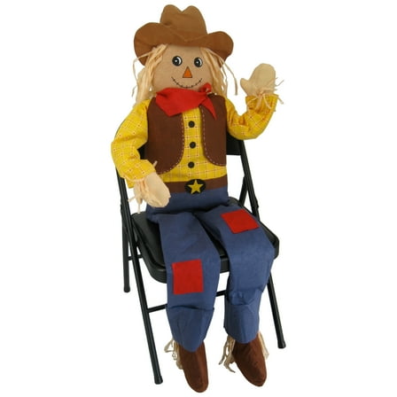 60" Scarecrow Western Cowboy Fall Sitting Outdoor Decoration