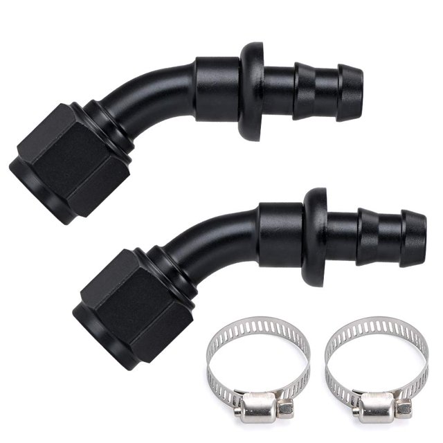 Conector para manguera PTNHZ 6AN 45° hembra giratorio a barbiquejo de bloqueo