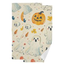 Yayeee Hand Towels for Bathroom Set of 2 Quick Dry Super Absorbent Soft Hand Shower Towels, 28" x 14", Halloween Cute Ghosts