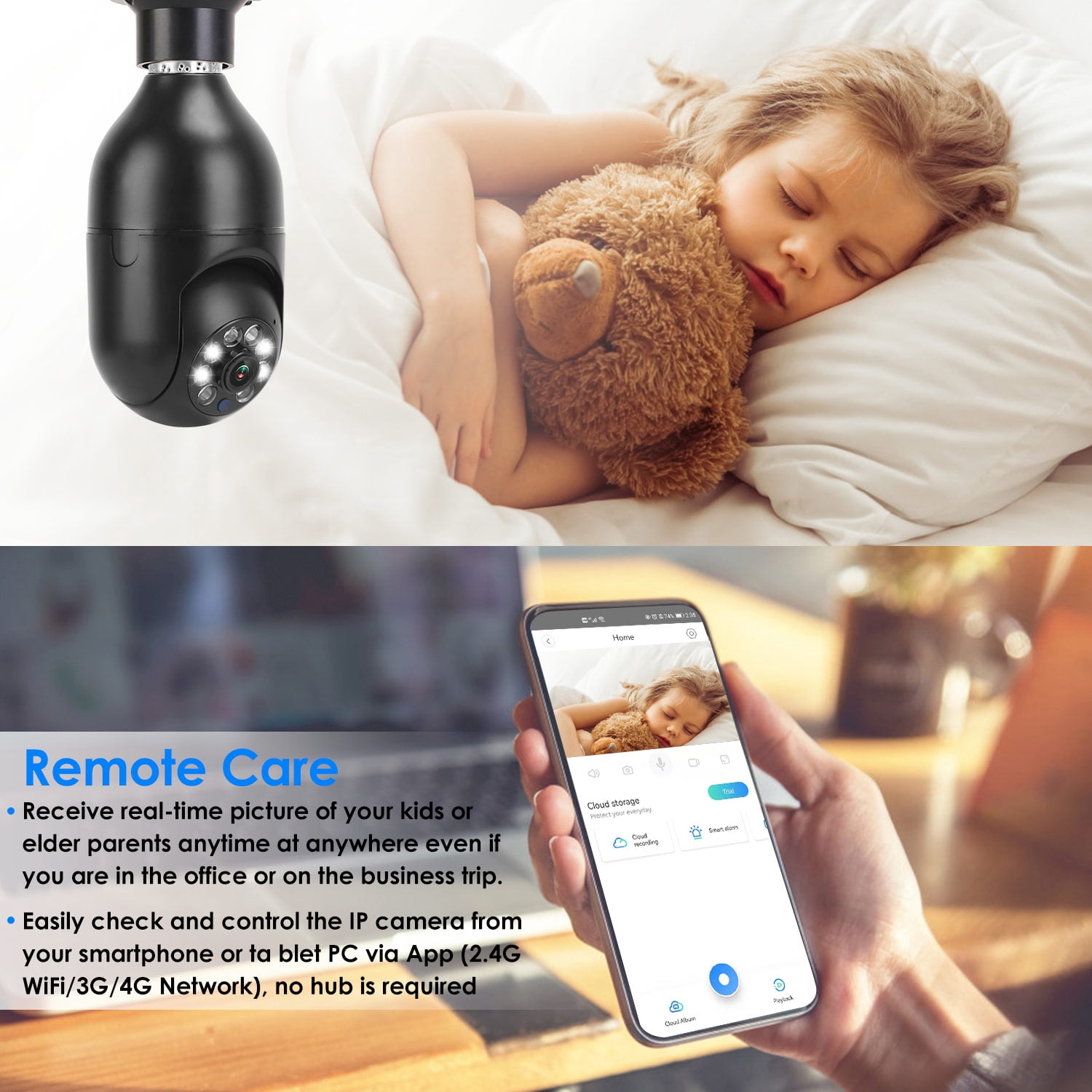 TeqHome WiFi Camera 1080P HD Outdoor Night Vision APP Control Waterproof Security Dome Camera Digital Zoom Audio Surveillance Camera Black