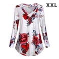 thumbnail image 1 of Camisa de manga larga con cuello en V superior para mujer Blusa informal con estampado floral, XXL, Blanco Sweethay AP000933-22, 1 of 7