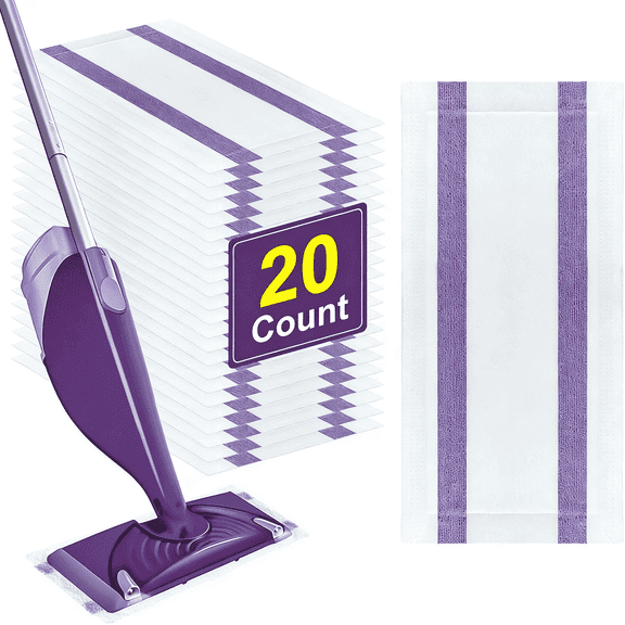 ZQZiQi Disposable WetJet Mopping Pad Refills Compatible with Swiffers Spray Mop, Wet & Dry Multi-Surface Absorbent Replacement Cleaning Pads, 20-Count