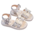 thumbnail image 1 of Xfvqtps Kids Girls Summer Princess Sandals Open Toe Lace Bow Hook and Loop Soft Sole Flats Shoes, 1 of 9