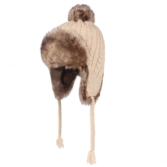 Women Winter Thick Warm Knitted Ski Beanie Cap Windproof Outdoor Earmuffs Hat